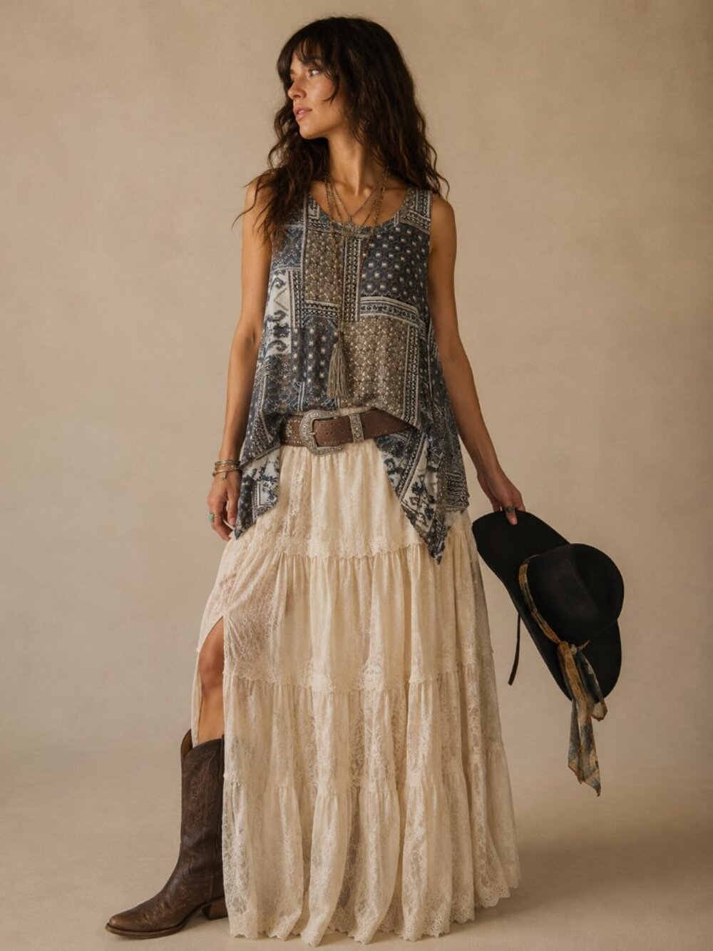 Mystree Patchwork Flowy Tank